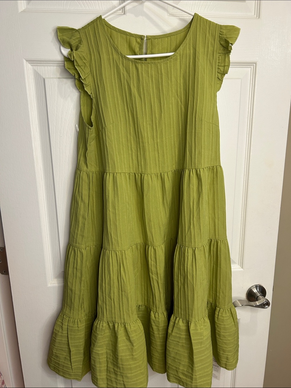 Cupshe Lime Green Tiered Ruffle Sleeve Kids Dress